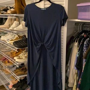 She+Sky tied high-low shirt